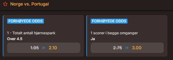 Oddsboost Norge - Portugal KumoBet