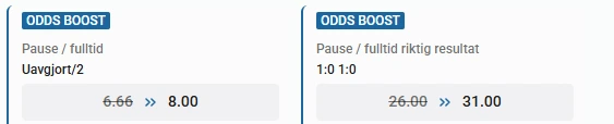 Oddsboost VINN Norge - Portugal