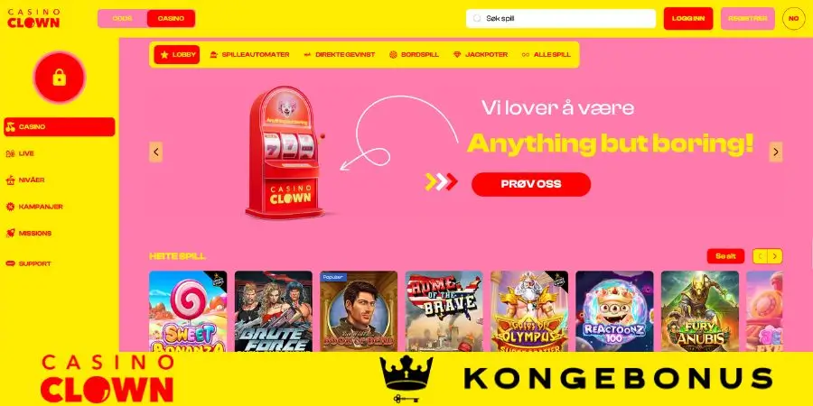 Norsk startside hos BetClown