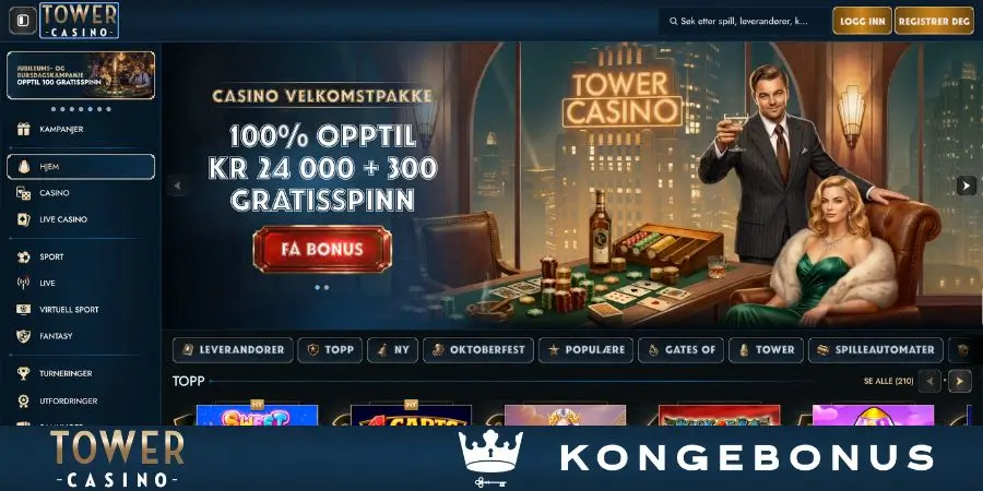 Norsk startside hos TowerCasino