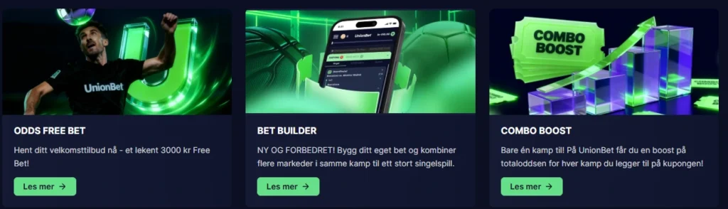 Oddsbonus hos UnionBet 100 % opptil 3000 kr