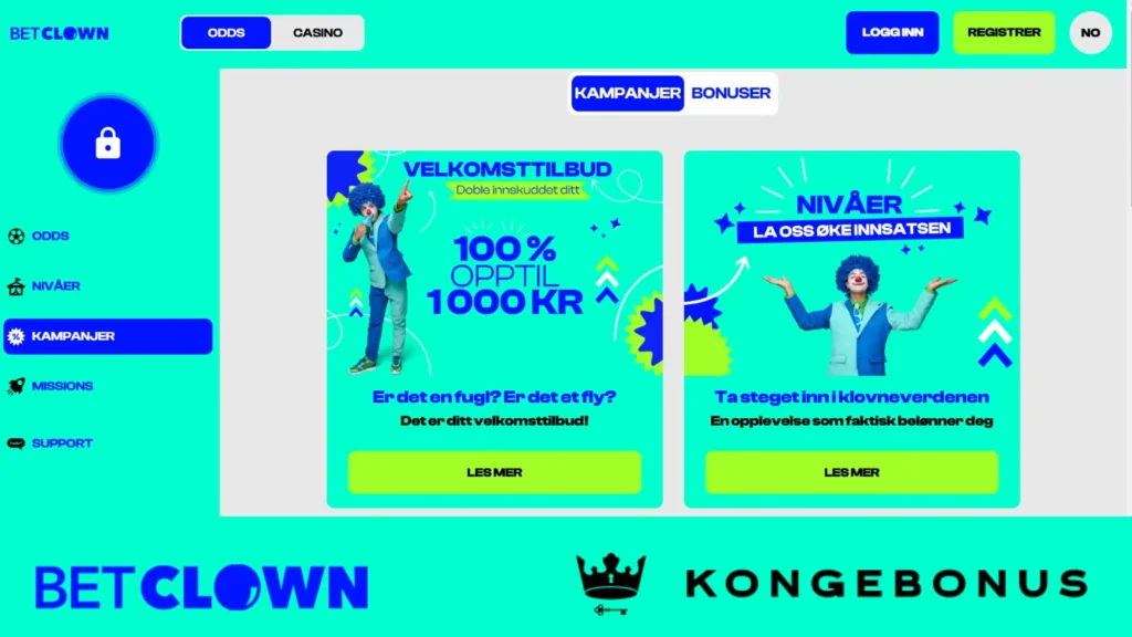 oversikt over kampanjer for sport og odds på betclown sportsbook med velkomsttilbud for nye spillere