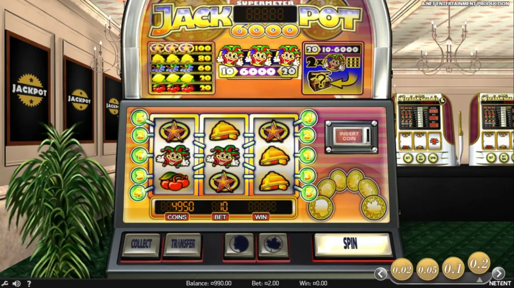 Hovedspillet i Jackpot 6000 fra NetEnt