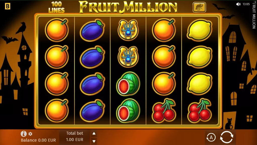 Skjermbilde av spilleautomaten Fruit Million fra BGaming.