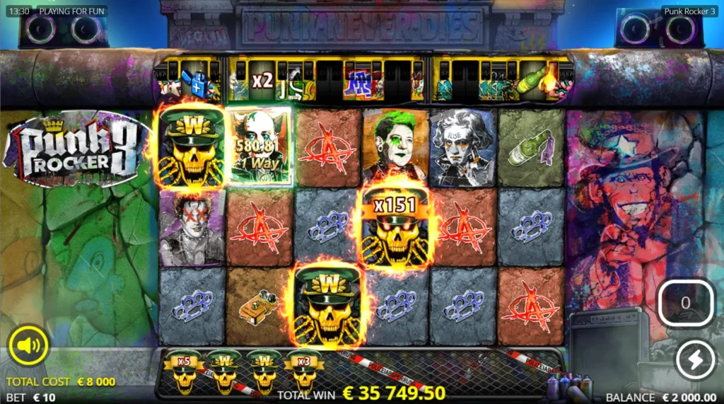 Wild-multiplikatorer i Punk Rocker 3